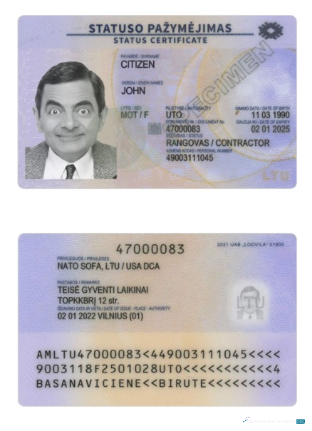 Download Lithuania residence card 2022 present Photoshop template